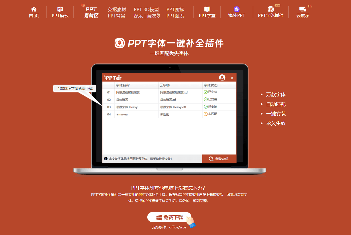 PPT字体一键补全 PPT字体一键补全