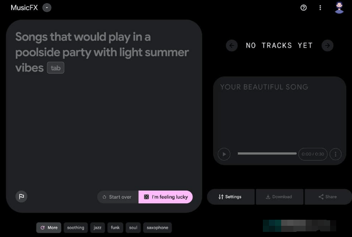 输入文字描述 Google music FX