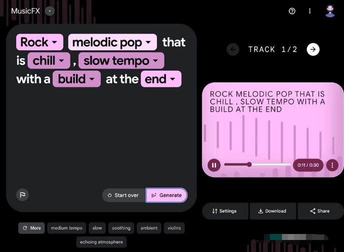 生成音乐 Google music FX
