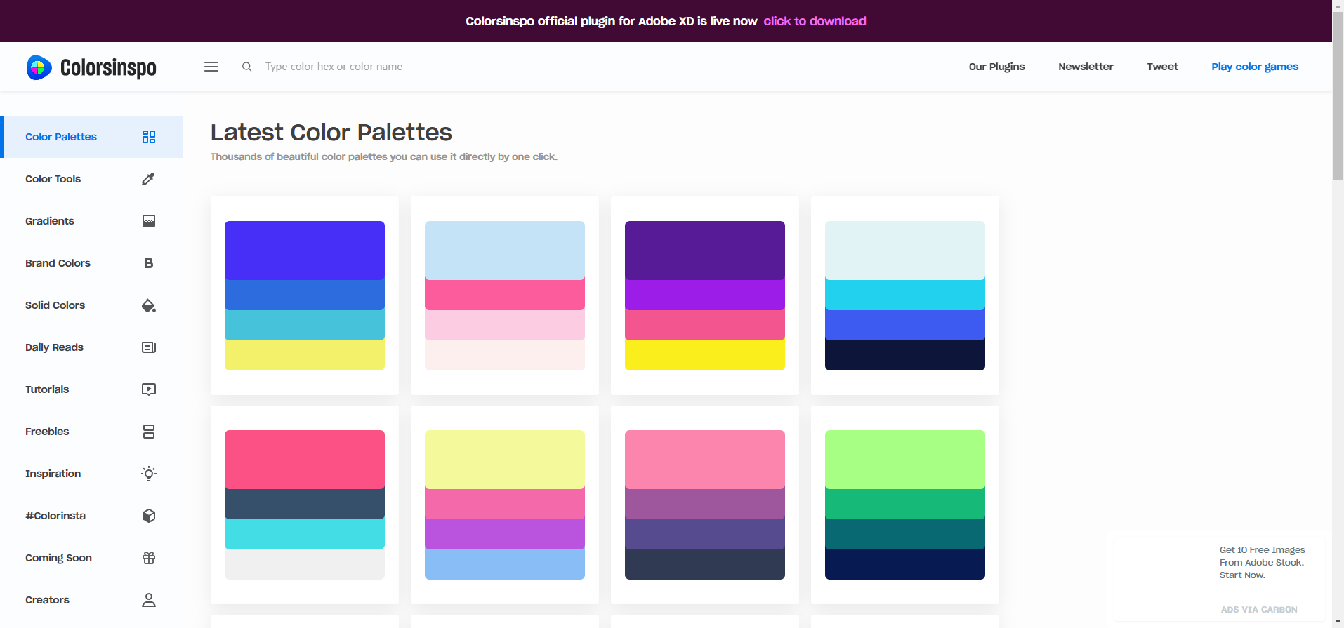 Colorsinspo:专业的配色方案网站,提供丰富的色彩资源和工具 Colorsinspo