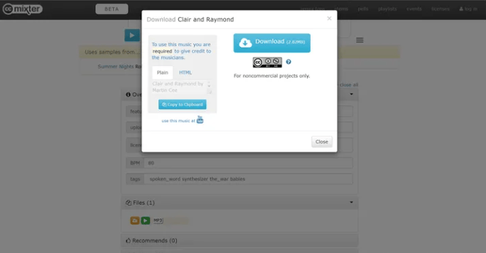 CCmixter-免费在线音乐音频素材社区，采用CC知识共享协议