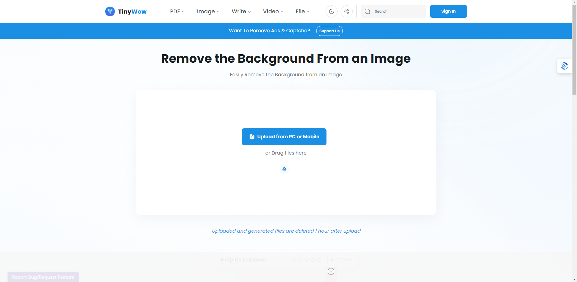 tinywow - 在线图片去背景抠图工具 tinywow