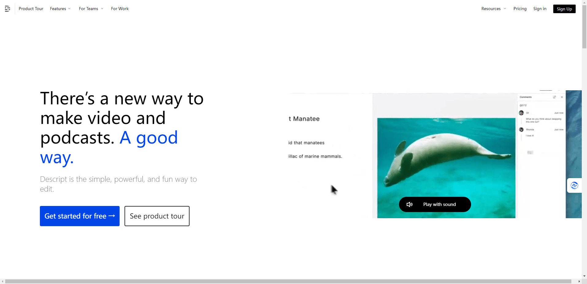 Descript - 基于AI的音视频编辑工具,像编辑文档一样编辑音视频 Descript