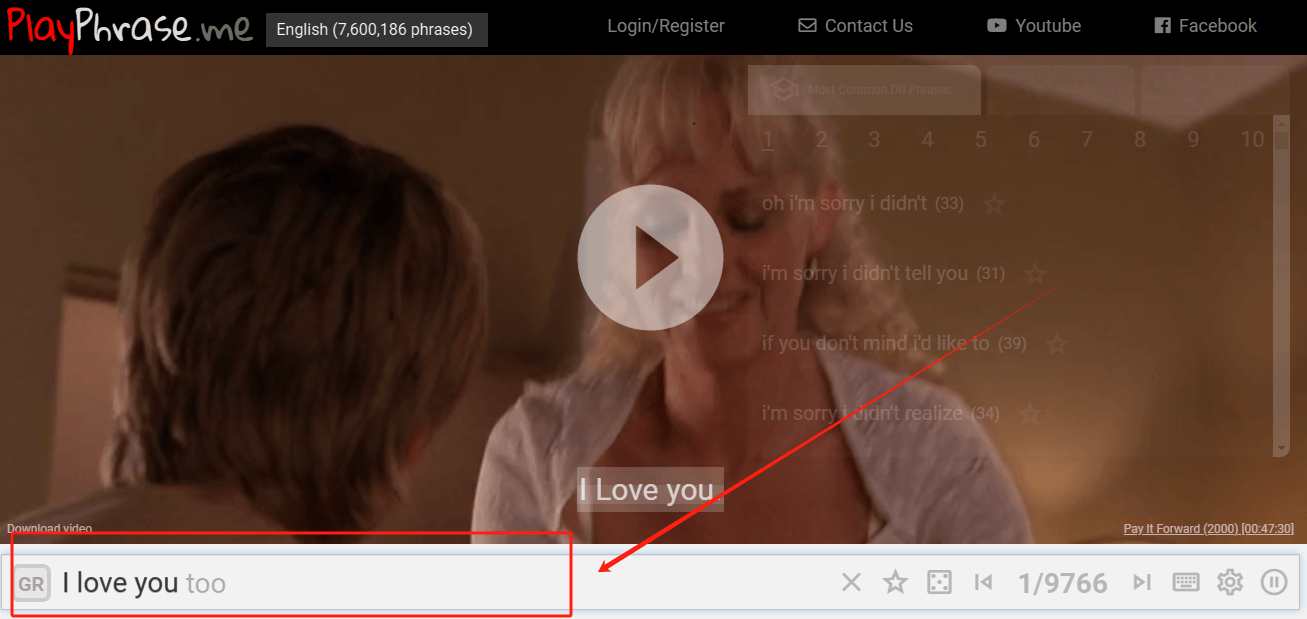 PlayPhrase-根据台词搜索电影片段的在线工具的使用教程 PlayPhrase