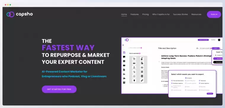 Capsho:专为播客者打造的AI内容营销工具插图 Capsho:专为播客者打造的AI内容营销工具
