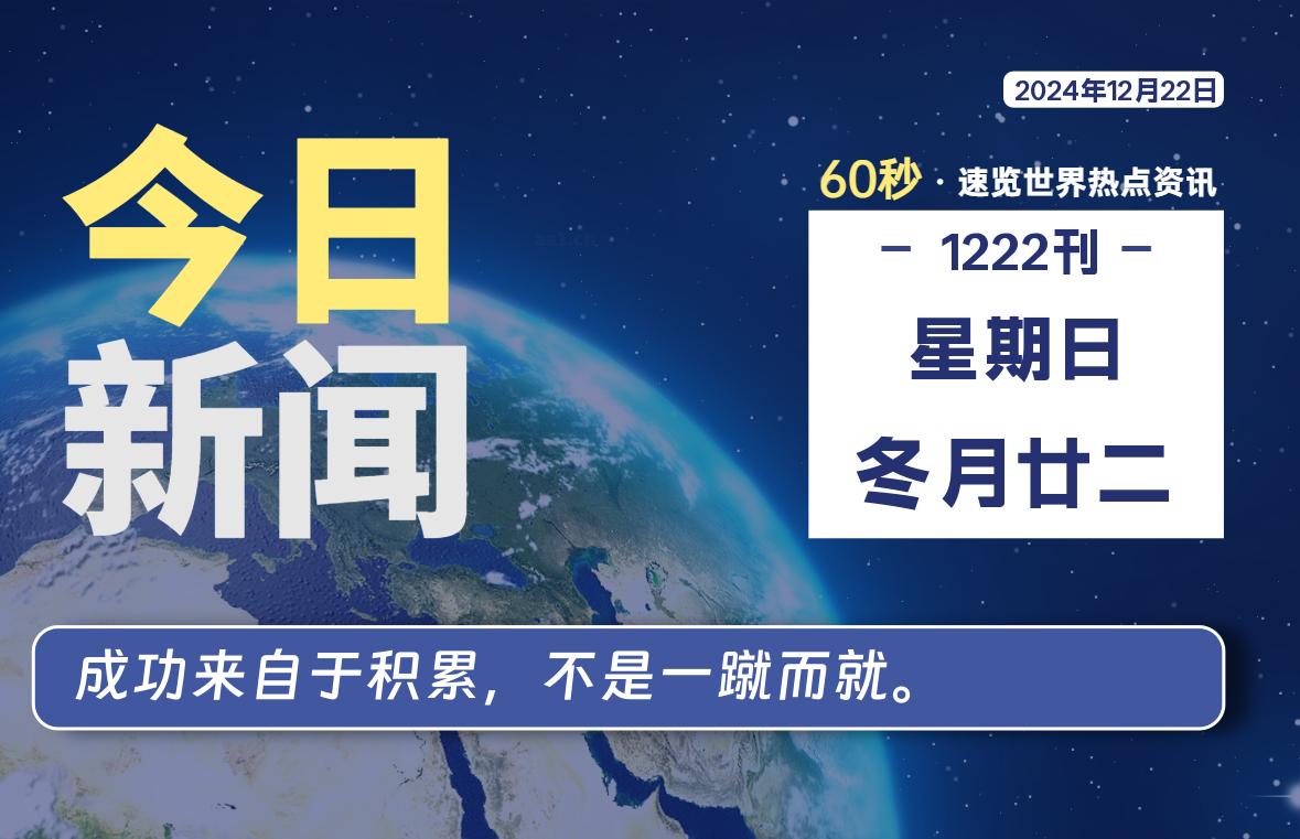 12月22日,星期日,每天60秒读懂全世界!