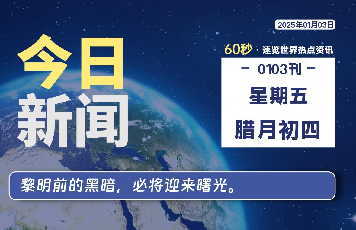 01月03日,星期五,每天60秒读懂全世界!